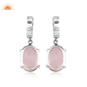Meilleure vente en argent Sterling fin Doublet Morganite Quartz pierres précieuses boucle d'oreille bijoux personnalisés pour les femmes cadeau pour elle - Product Image 2