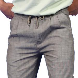 Most Fashionable Men's Grey Casual <b>Trousers</b> Wholesale Straight Fit Lightweight Cotton Polyester Mix <b>Drawstring</b> Waist Pockets - Product Image 4