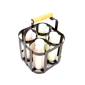 Cổ Điển 6-Chai Kim Loại Rượu Vang Giá Với Gỗ Xử Lý Trang Trí Bia Tàu Sân Bay Và Chai Rượu Vang Caddy Ice Xô & Đồ Uống Bồn - Product Image 2