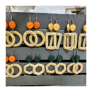 Classic accessories Handwoven Rattan <b>Earrings</b> Handmade Rattan <b>Earrings</b> Boho Style Rattan <b>Earrings</b> Tropical jewelry Boho Jewelry - Product Image 2