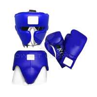 Ensemble de boxe et de sparring en cuir PU avec logo personnalisé DWELT GEARS, couleur et taille personnalisées, OEM accepté, comprend des gants, une protection de la tête et des testicules