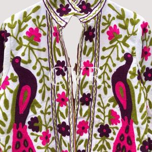 Manteau à col mandarin brodé à la main avec motifs floraux, manches trois quarts, grande taille, style bohème décontracté pour femme, vêtement d'extérieur printanier - Product Image 2