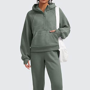 Warm <b>Half</b> Zipper Hoodie With Relaxed Fit And Adjustable Drawstring For All-Day Wear Casual Style <b>Half</b> <b>Zip</b> Hoodie - Product Image 3