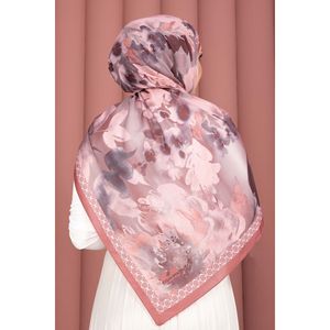 Pañuelo Cuadrado Vintage con Diseño Floral Romántico, Serie Rosa, Estampado Digital en Algodón y Poliéster con Letras y Patrón Tropical para Primavera - Product Image 3