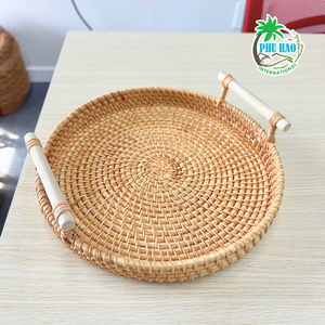 Découvrez le plateau en rotin écologique Une tendance en vogue dans l'organisation de la cuisine pour le stockage des aliments - Product Image 3