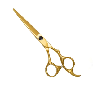 Tijeras de corte de pelo de peluquero de oro completo, punta roma con cuchillas de acero de Metal afilado, tijeras de peluquería de belleza - Product Image 4