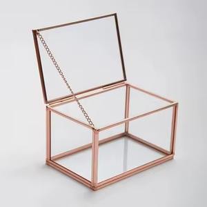 Boîte de présentation de bijoux en verre et métal doré, organisateur rectangulaire, différentes tailles, laiton, bibelot décoratif, bague - Product Image 4