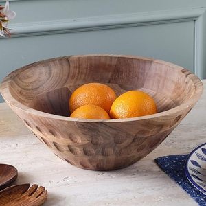 Cuenco de madera, pieza de vajilla artística hecha a mano, cuenco de madera para ensalada, fruta y comida, cuenco de madera para servir para decoración moderna del hogar - Product Image 1