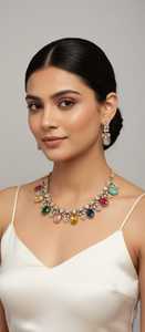 Conjunto de collar de mujer conjuntos de joyería de Dubái boda Bridalr Cubic Zirconia latón circón cobre 18K collar Vintage - Product Image 2