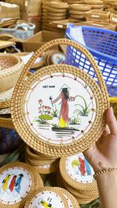 Plateau en rotin pour femmes vietnamiennes au design unique Plateau en rotin naturel tissé à la main Plateau mosaïque avec rotin pour servir Foo - Product Image 2