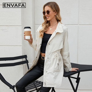 Gabardina Blanca para Mujer, Cierre de Botones, Resistente al Viento, Casual, Largo Midi, Color Sólido, Ropa Exterior de Primavera, Venta al Por Mayor - Product Image 6