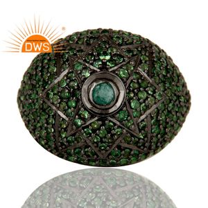 Venta caliente plata esterlina Esmeralda natural y tsavorita piedra preciosa anillo ajustable diseño personalizado fabricante - Product Image 3