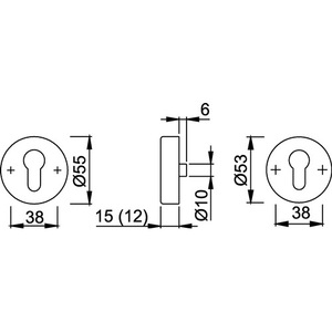 HOPPE Rosette de protection épaisse de 12 mm F69 en acier inoxydable, porte ronde sans couvercle de cylindre, modèle E42NSA - Product Image 3