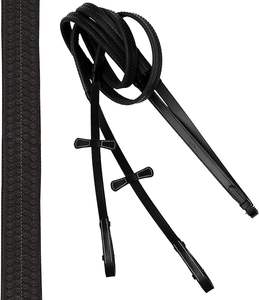 Anatomic Soft Lined Mono Crown Designer Fancy Stitched Raised Flash Noseband Snaffle Jumping Bridle con Riendas de goma - Product Image 3