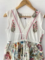 Robe pour femme, style naturel et élégant, longueur genou, manches courtes, patchwork, imprimé à la main, 100% coton, fabriquée par un fabricant indien