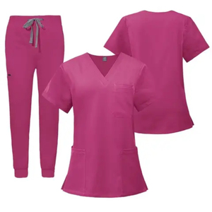 Ensembles de vente en gros d'uniformes médicaux de pharmacien médical de soins infirmiers élégants avec LOGO personnalisé ensembles d'uniformes de gommage à col montant et à manches courtes - Product Image 3