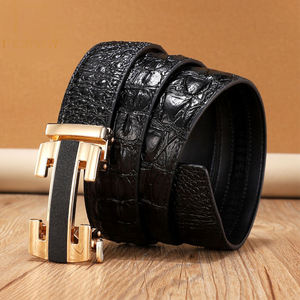 The Latest Automatic Buckle <b>Black</b> Fashion Designer Casual Crocodile Men Leather <b>Belt</b> With Custom Logo - Product Image 4
