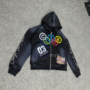 Nouveau sweat à capuche à fermeture éclair de qualité supérieure très demandé imprimé en relief fabriqué en usine à prix avantageux sweats à capuche pour hommes sweats à capuche pour hommes - Product Image 1