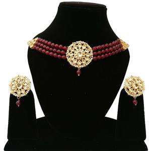 Ensemble collier ras du cou et boucles d'oreilles tendance, base en laiton, bijoux Kundan, fabrication artisanale, géométrique, ethnique, mariage, fiançailles, fête - Product Image 1