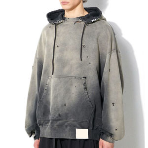 Logotipo frontal forrado bordado desgastado Sunfaded Wash Hoodie 100% algodón Oversized Heavyweight Men's Hoodie - Product Image 3