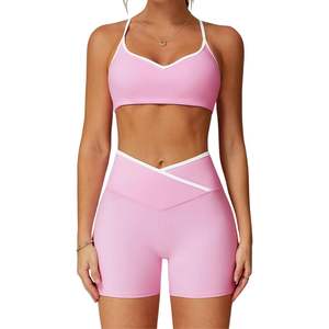 Custom Design Women Gym <b>Sports</b> <b>Bra</b> Shorts Set Quick Dry Seamless Compression Fitness Running Training Activewear Sets - Product Image 3