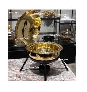 Plat de chauffe-plats martelé en acier inoxydable avec couvercle plat de service de nourriture de couleur argent de la plus haute qualité à vendre - Product Image 3