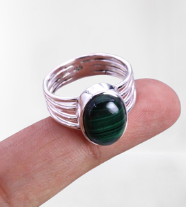 Malachite Gemstone Spinner Bague 925 Sterling Silver Promise Silver Ring Solid Elegant Green Gemstone Ring Fine Jewelry For Gift - Product Image 1
