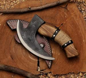 ด้ามไม้ถือพิซซ่าไวกิ้งเหล็กกล้าคาร์บอนพร้อมปลอกหนังทำมือออกแบบได้ตามต้องการ - Product Image 5