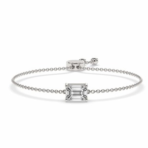 Faceted Emerald Cut Lab Grown Diamond Fashion Bracelet 0.75 Ct Tw F-G Color VS Clarity 14K <b>Solid</b> <b>Gold</b> Art Deco Sharp Sparkle - Product Image 1