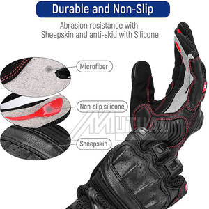 Guantes de moto de cuero duraderos con fuerte agarre y transpirabilidad para deportes y equitación informal Compatible con pantalla táctil - Product Image 5