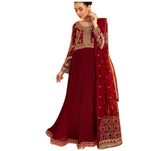 Women's Modest Fancy Afgani Model <b>Wedding</b> <b>Dress</b> with <b>Long</b> <b>Sleeves</b> Plain Dyed Lace Decoration Casual Style on Sale - Product Image 1