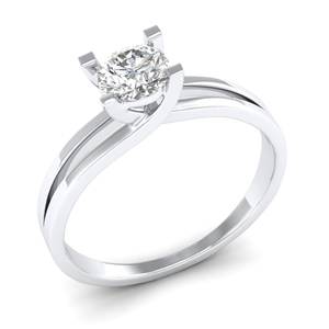 REYES Luxury Custom 0.5Ct Round Cut Lab Grown Diamond Single <b>Stone</b> Ring for Women 14K 18K White Gold Wedding Gift Fine Jewelry - Product Image 2