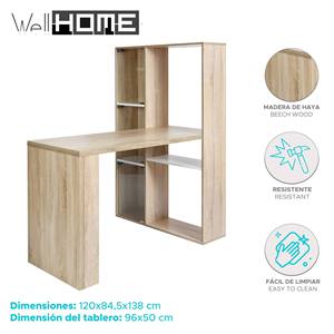 Escritorio para Computadora 'Cath' de Madera de Haya WELL HOME, 120x84.5cm a 138cm, Diseño Elegante y Práctico - Product Image 2