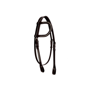 Tachuela de caballo de cuero marrón tejida a mano con brida de una oreja de estilo occidental con productos de caballo únicos plegados de cuero crudo - Product Image 1