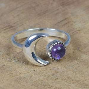 Anillo de Plata de Ley 925 con Amatista Luna, Joyería de Piedras Preciosas Hecha a Mano para Mujer, Elegante Regalo - Product Image 1