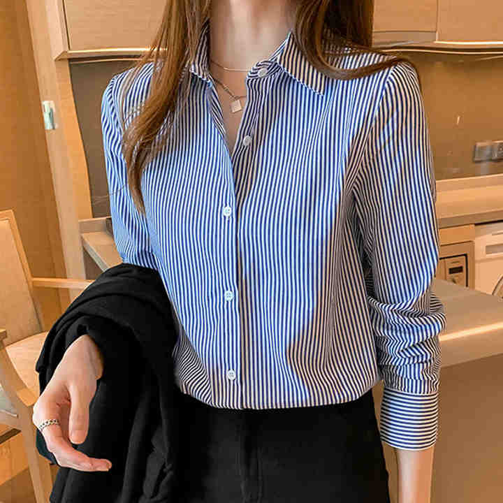 Casual Single Breasted Turn Down Collar Short Sleeve Blouse main image 0