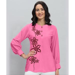 เสื้อท่อนบนผ้าลินินลายดอกไม้ปักลายด้านข้าง KN - Product Image 5