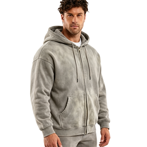Heavyweight 420GSM <b>Fleece</b> <b>Zipper</b>-Up Oversized Unisex Streetwear Solid Hoodie Custom Logo Print Embroidery Breathable Sustainable - Product Image 5