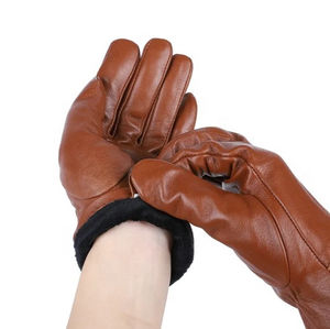 ถุงมือหนังแกะสีน้ำตาลอ่อนแบบกำหนดเองสำหรับผู้ชายและผู้หญิง สำหรับปั่นจักรยานในฤดูหนาวและอุปกรณ์กีฬากลางแจ้ง ใช้ได้ทุกวัน - Product Image 2