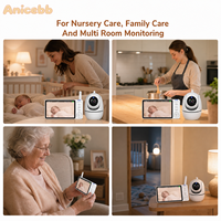 Moniteur Bébé avec 2 Caméras, Système d'Extension Multi-Pièces, Écran HD 5 Pouces, Liaison Vidéo Sans Fil, Unité de Surveillance pour Famille en Croissance