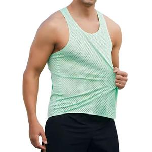 Nuevo Chaleco de playa de verano para hombre, camiseta sin mangas de secado rápido, ropa cómoda hecha de malla de algodón, camiseta de Color sólido - Product Image 2