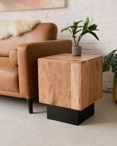 Smooth finished mango wood <b>side</b> <b>table</b> with minimalist curves ideal for compact areas and clean interior lines - Product Image 6
