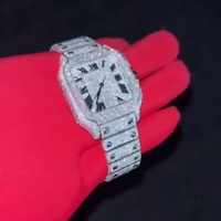 Montre de luxe pour homme Hip Hop en moissanite, entièrement sertie, mouvement à quartz, réserve de marche, écologique, résistante à l'eau 30M, en acier inoxydable