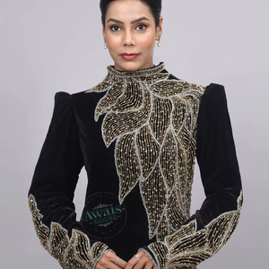 ชุดเดรสอาบายาคาฟทานสีดำหรูหราสไตล์ตะวันออกกลางของอิสลามชุดเดรสดูไบประดับลูกปัดหินขนาดใหญ่พิเศษแขนยาวถึงพื้น - Product Image 2