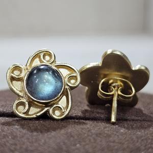 ต่างหูเงินสเตอร์ลิง925แบบคลาสสิกประดับเพชรอัญมณีลาบราดอไรต์ชุบทองแฮนด์เมดของขวัญคุณภาพดีเยี่ยม - Product Image 1