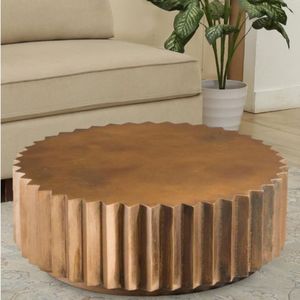 Table basse moderne en bois avec finition bronze pour salon - Product Image 1