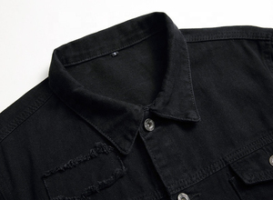 Personnaliser le prix d'usine Logo personnalisé Vestes en denim noir de haute qualité réparer veste en jean pour garçons OEM - Product Image 3