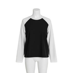 Custom Printed logo Women's Stretch Color blocking Pullover Crew Neck Long Sleeve T <b>shirt</b> Slim Fit Wholesale Price <b>Shirt</b> - Product Image 3