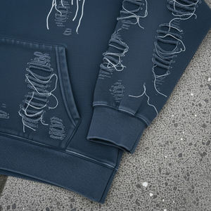 Sweat à capuche en coton lourd de qualité supérieure, broderie personnalisée, effet délavé, broderie délavée, pour hommes - Product Image 3