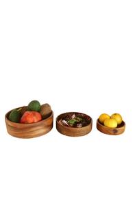 <b>Set</b> of 3 Wooden <b>Bowls</b> Acacia Candle Wooden Snack Carved Wooden <b>Bowl</b> Home Gift - Product Image 6